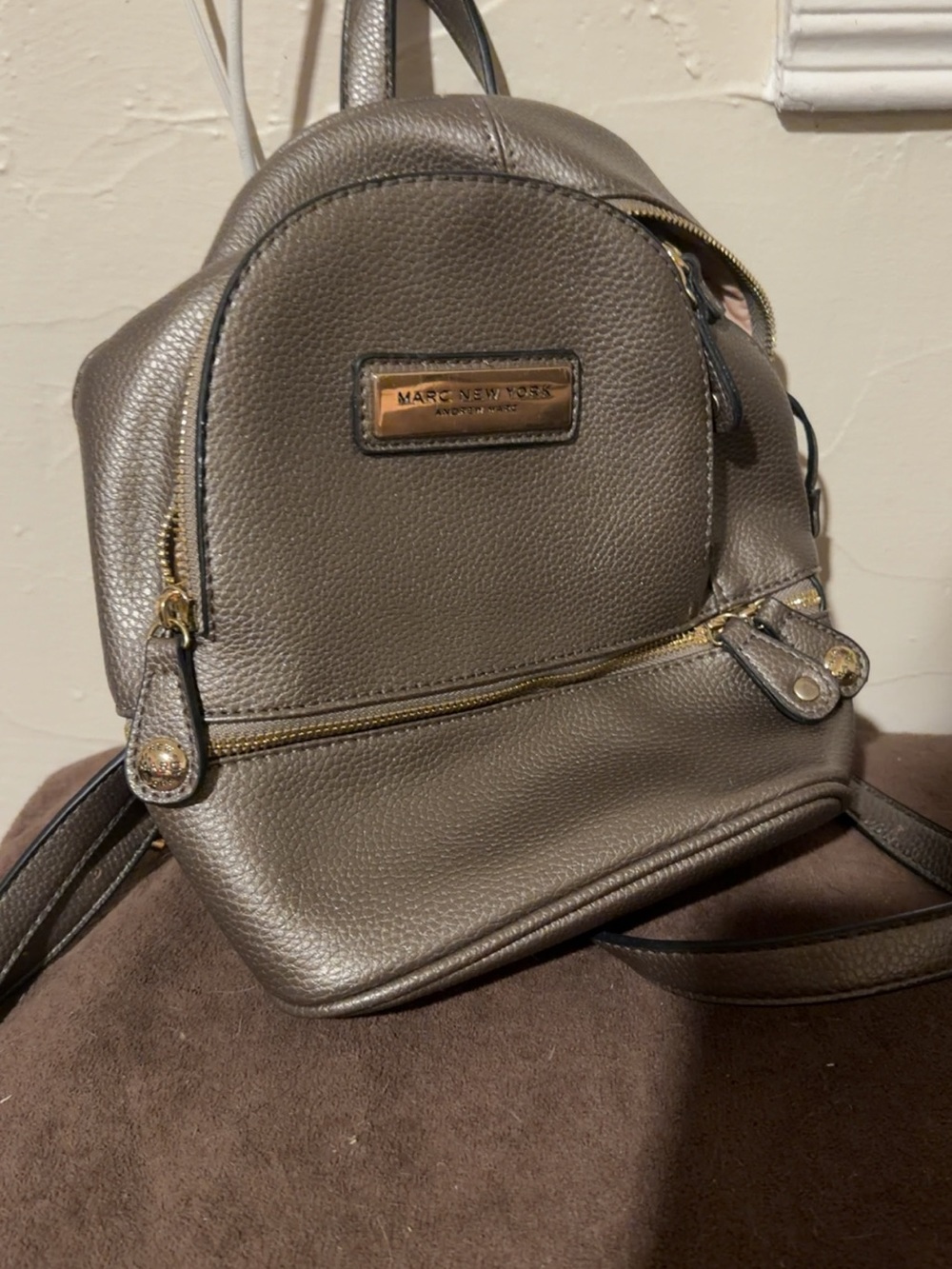 Marc New York Metallic Gray Mini Backpack